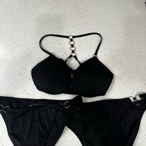 Victoria’s Secret chain bikini set 34D/large excellent Black Women's Swimwear